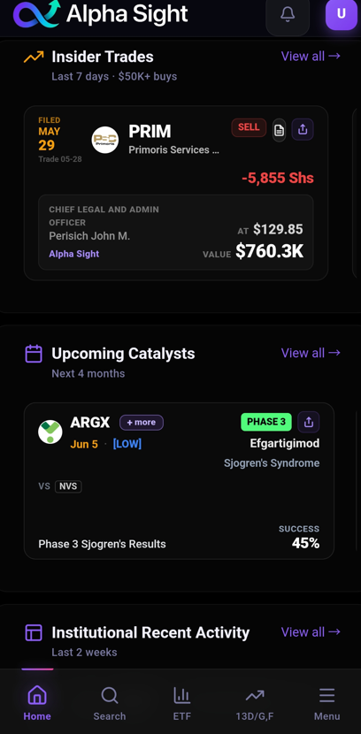 Alpha Sight home feed